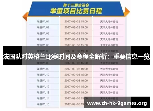 法国队对英格兰比赛时间及赛程全解析：重要信息一览