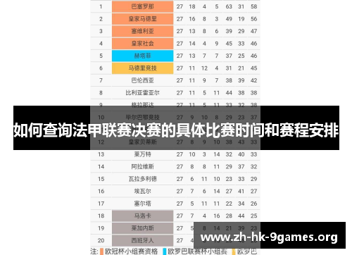 如何查询法甲联赛决赛的具体比赛时间和赛程安排 如何查询法甲联赛决赛的具体比赛时间和赛程安排